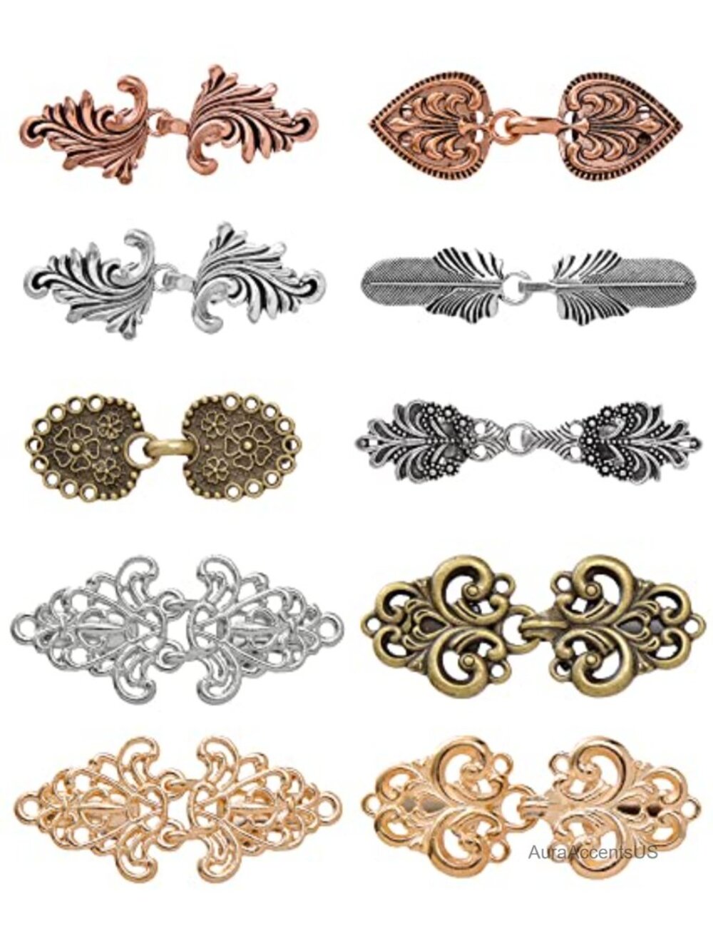 10Pcs Vintage Brooch Set Alloy Steel Cardigan Sweater Clips Shawl Collar Cloak